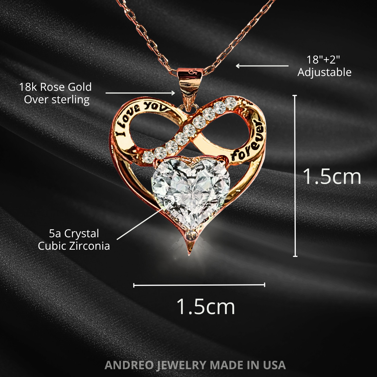ANDREO Infinity CUSTOM Necklace Gift from Husband Birthday Gifts for Women Wife