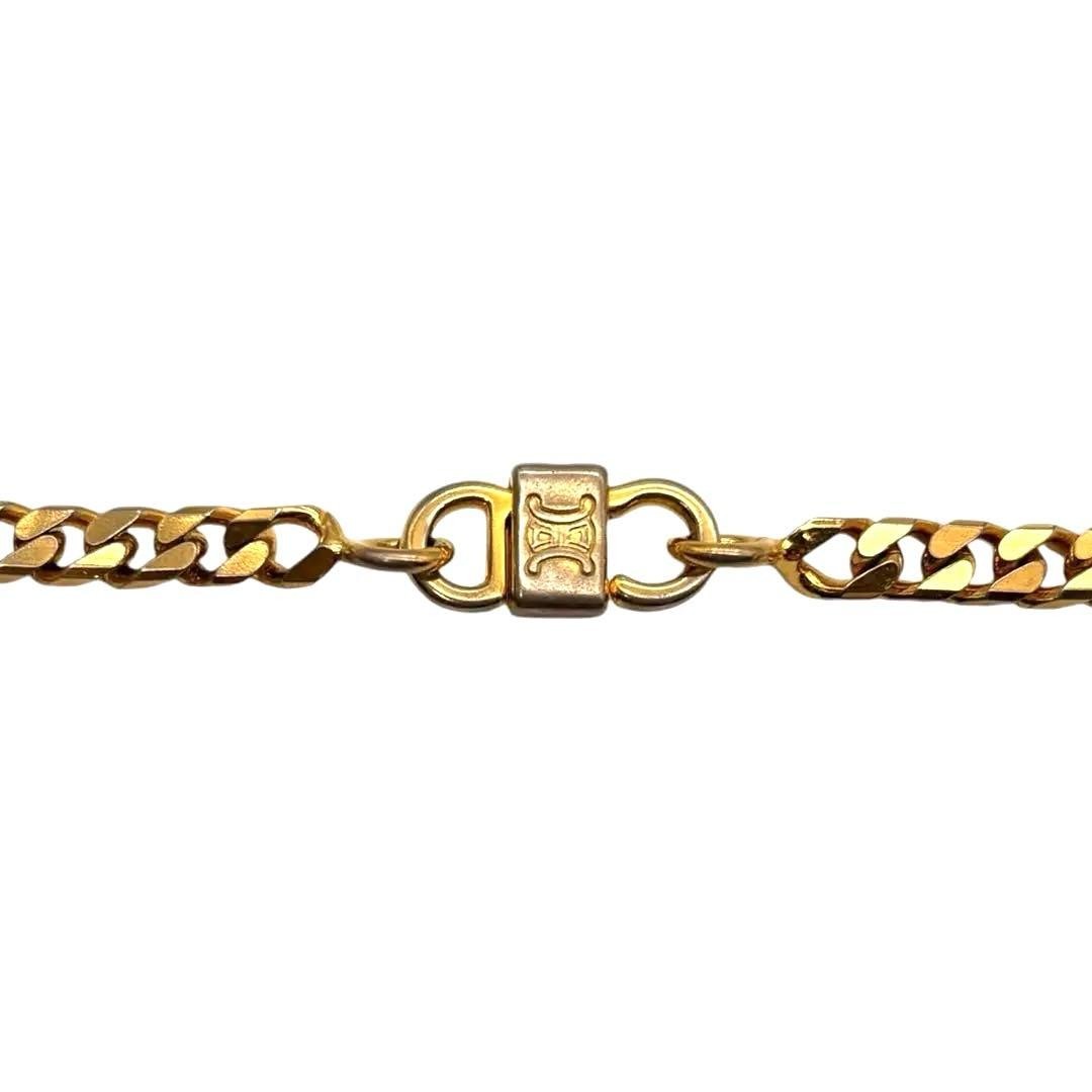 CELINE Triomphe Link Chain Necklace Gold-tone Length: 27.6 in. Vintage
