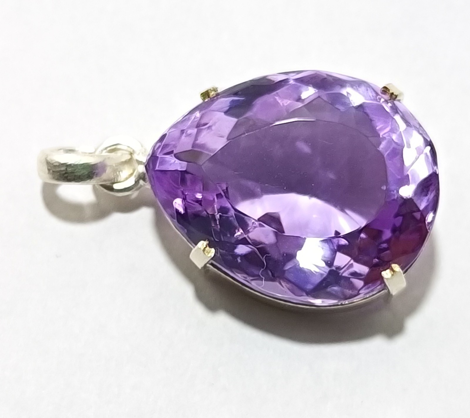 Natural 66.05 Ct Brazilian Pear Cut Purple Topaz Pendant 925 Silver Gemstone