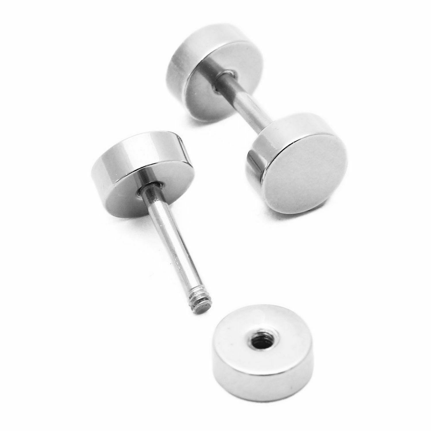 2PCS Surgical Steel Flat Back Disc Stud Earrings Cartilage Helix Ear Piercing