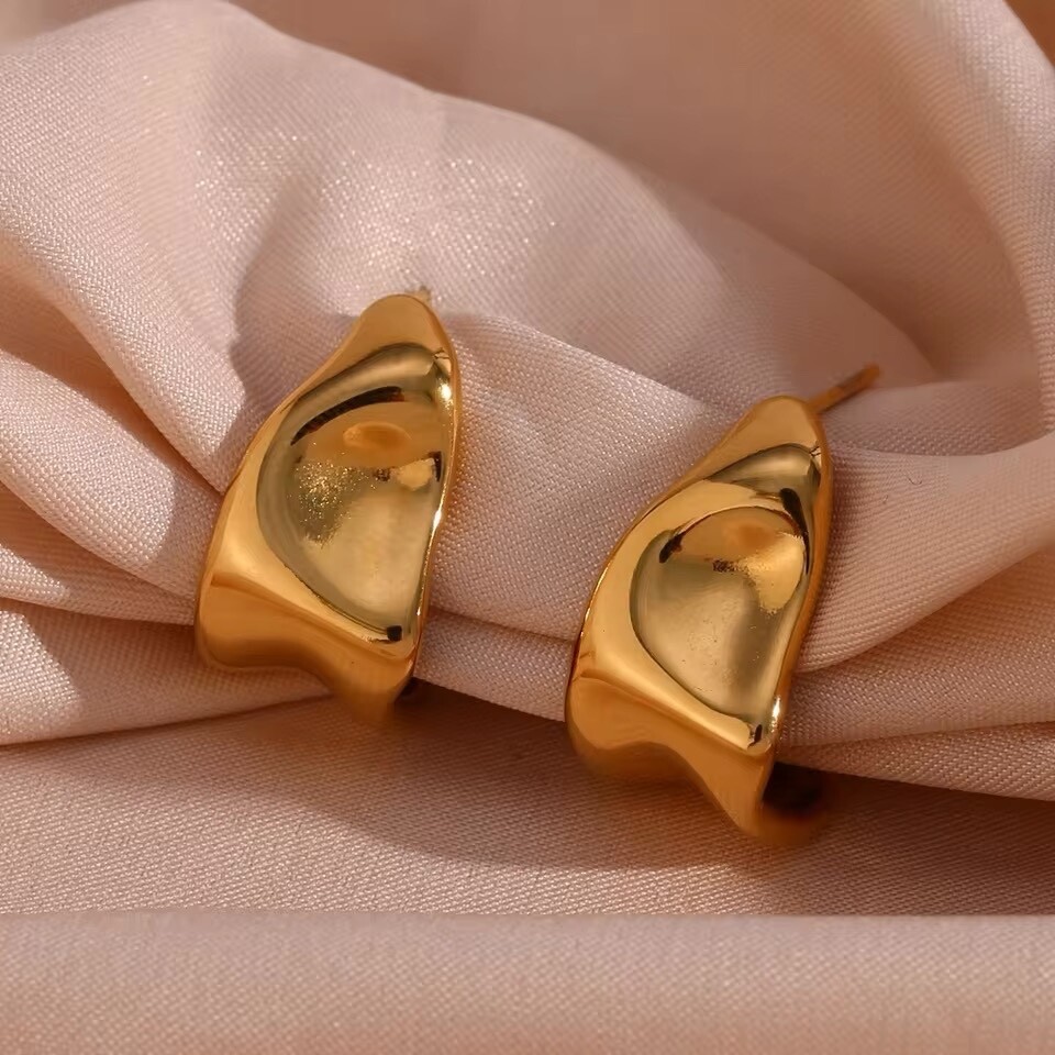 Abstract Geometric Trapezoid Shape Creole Stainless Steel Earrings For Woman Un