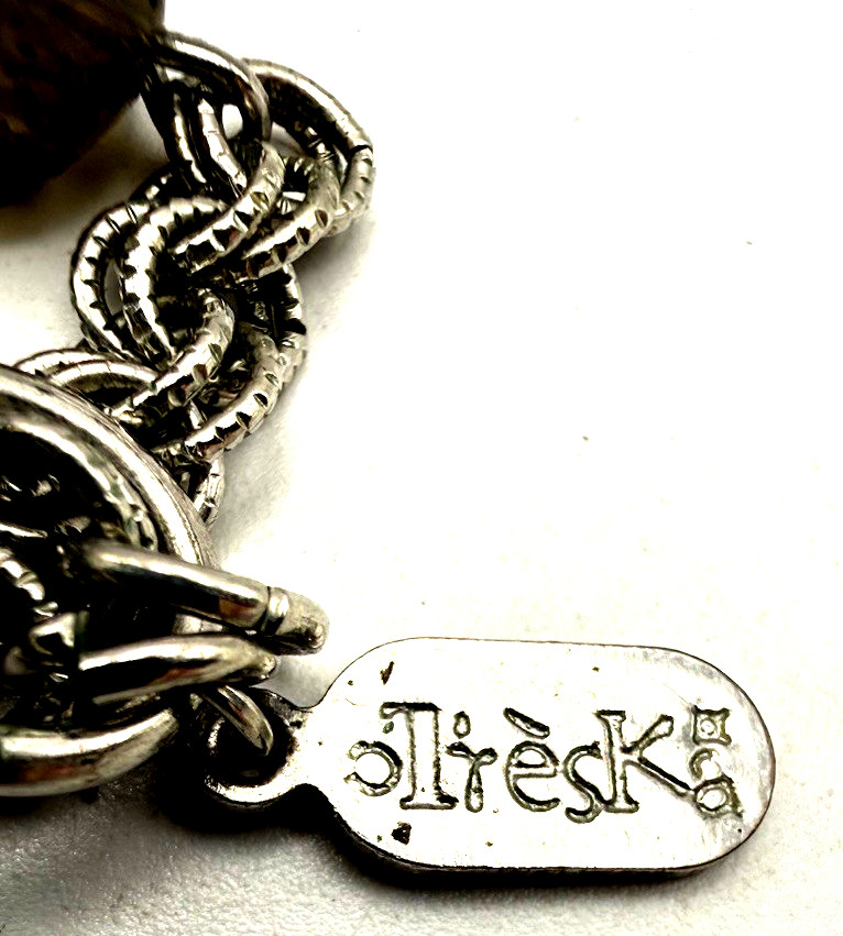 TRESKA 20″ Boho Mixed Media/Art Glass Silver Tone Multistrand Necklace