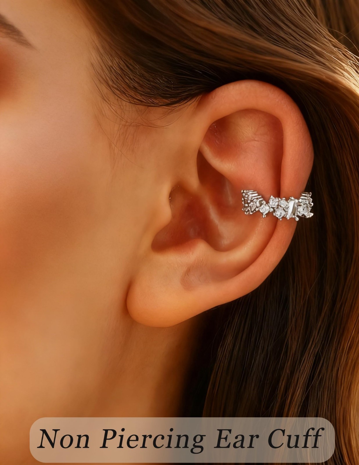 16Pcs Non-Piercing Ear Cuff Earrings Set – Gold Silver Plated Clip-On CZ Heart F