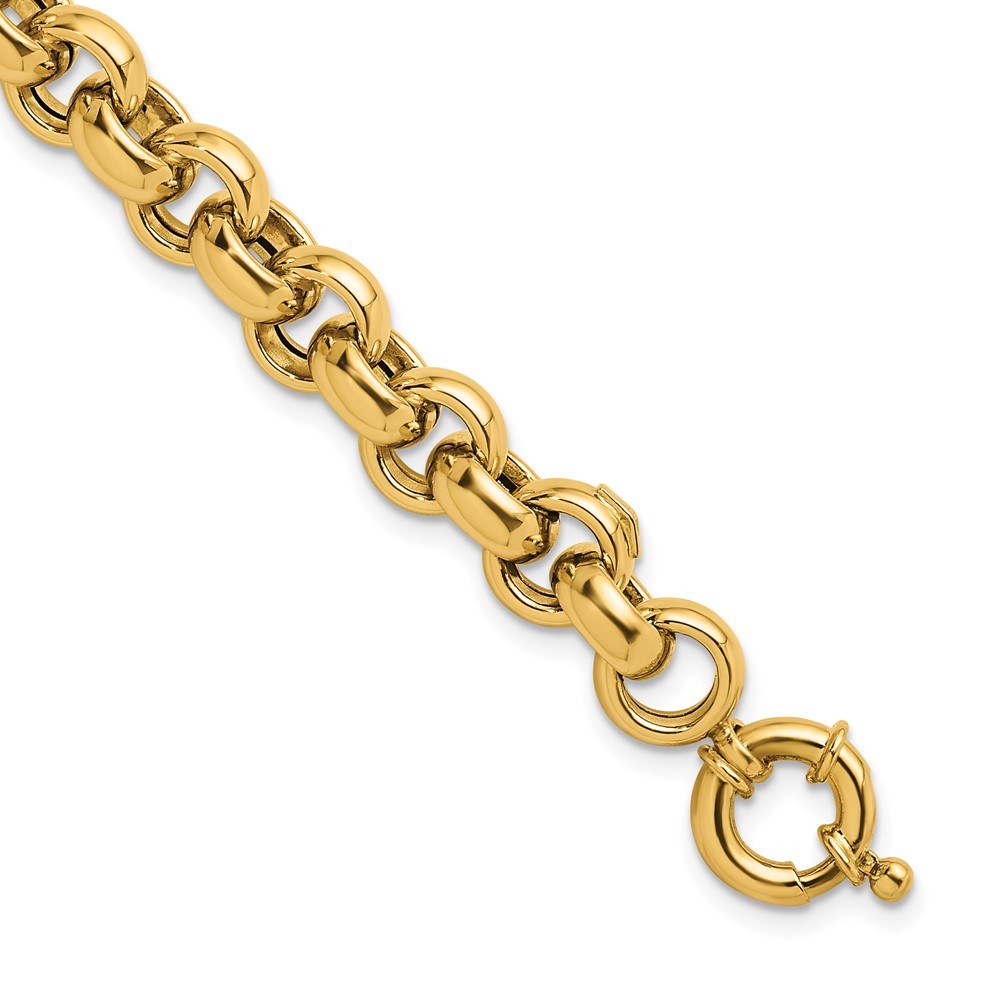 14K Yellow Gold Polished 9.1mm Open Link Rolo Chain Bracelet 8″