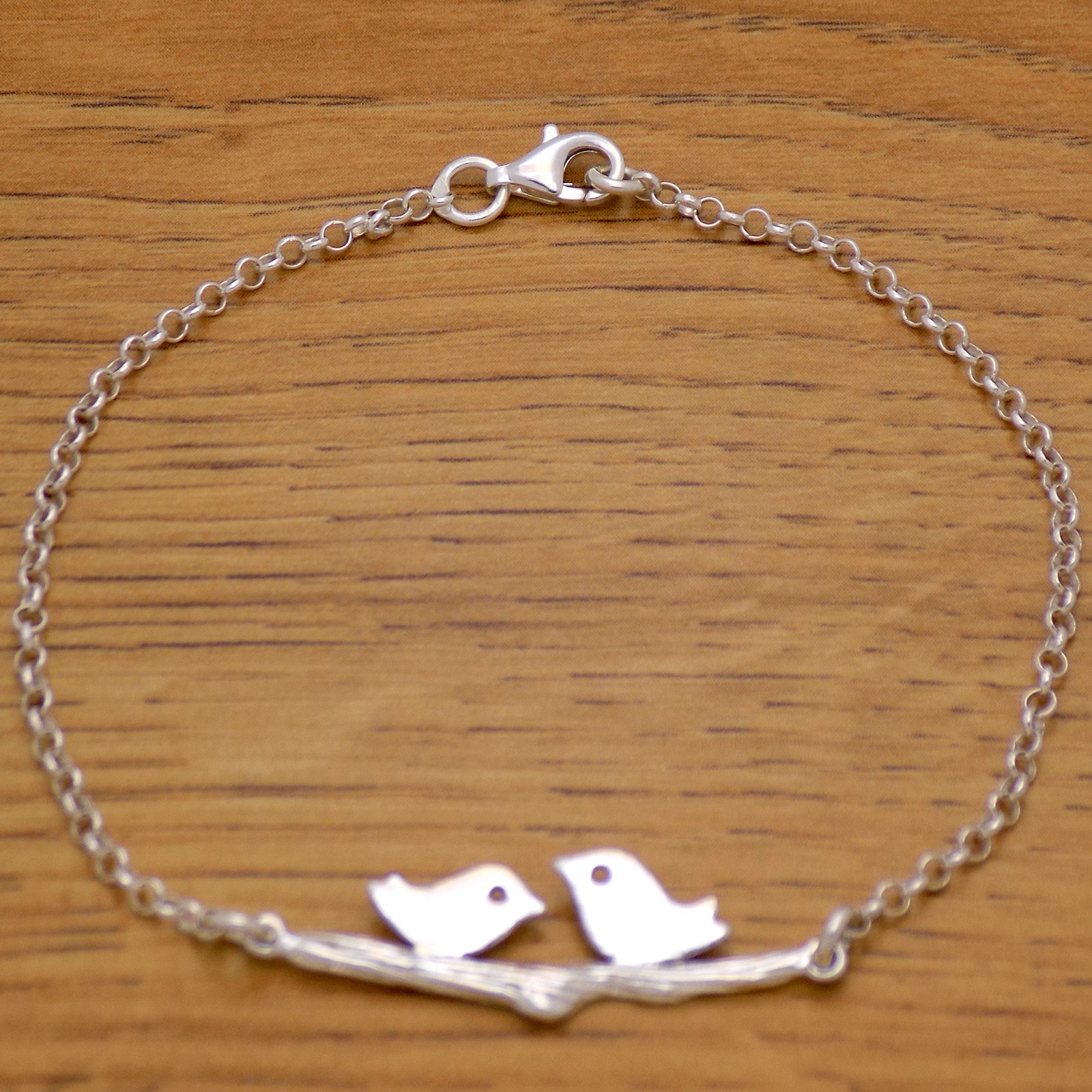 925 Sterling Silver Lovely Bird Birds Bracelet 18 cm Long Children Kids Jewelry