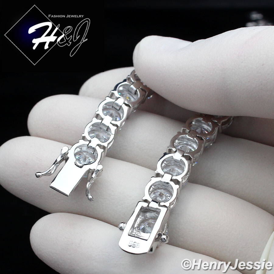 8.5″MEN WOMEN SOLID 925 STERLING SILVER 8MM ICY BLING CZ 1 ROW TENNIS BRACELET*1