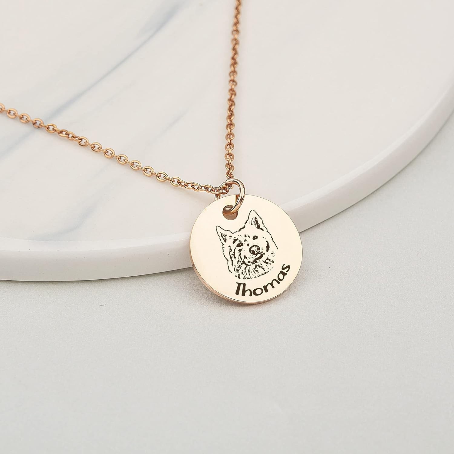 Personalized Pet Portrait Necklace Custom Family Portrait Engraving Photo Gift