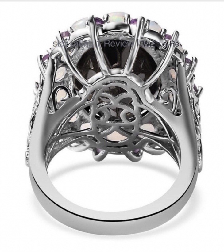 LAVISH COCKTAIL RING WITH ELITE SHUNGITE, ETHIOPIAN OPAL, & AMETHYST [SIZE 6]
