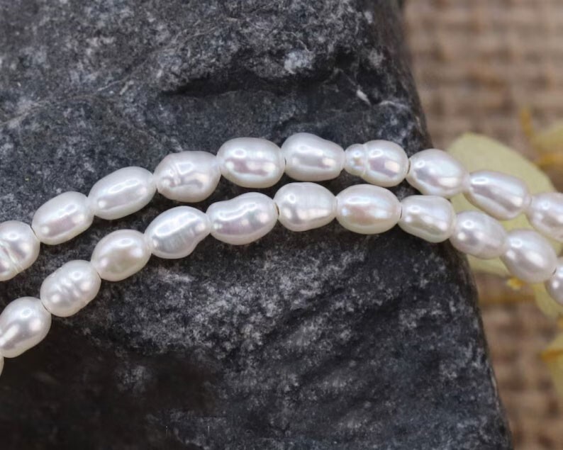 Tiny Freshwater Rice Pearl Beaded Dainty Choker Necklace June Birthstone Gifts