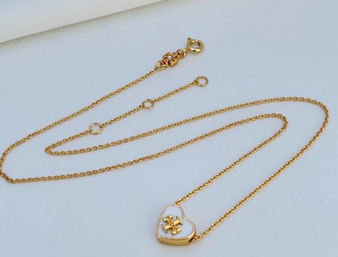 New Tory Gold Heart Necklace 45cm with Jewelry Pouch