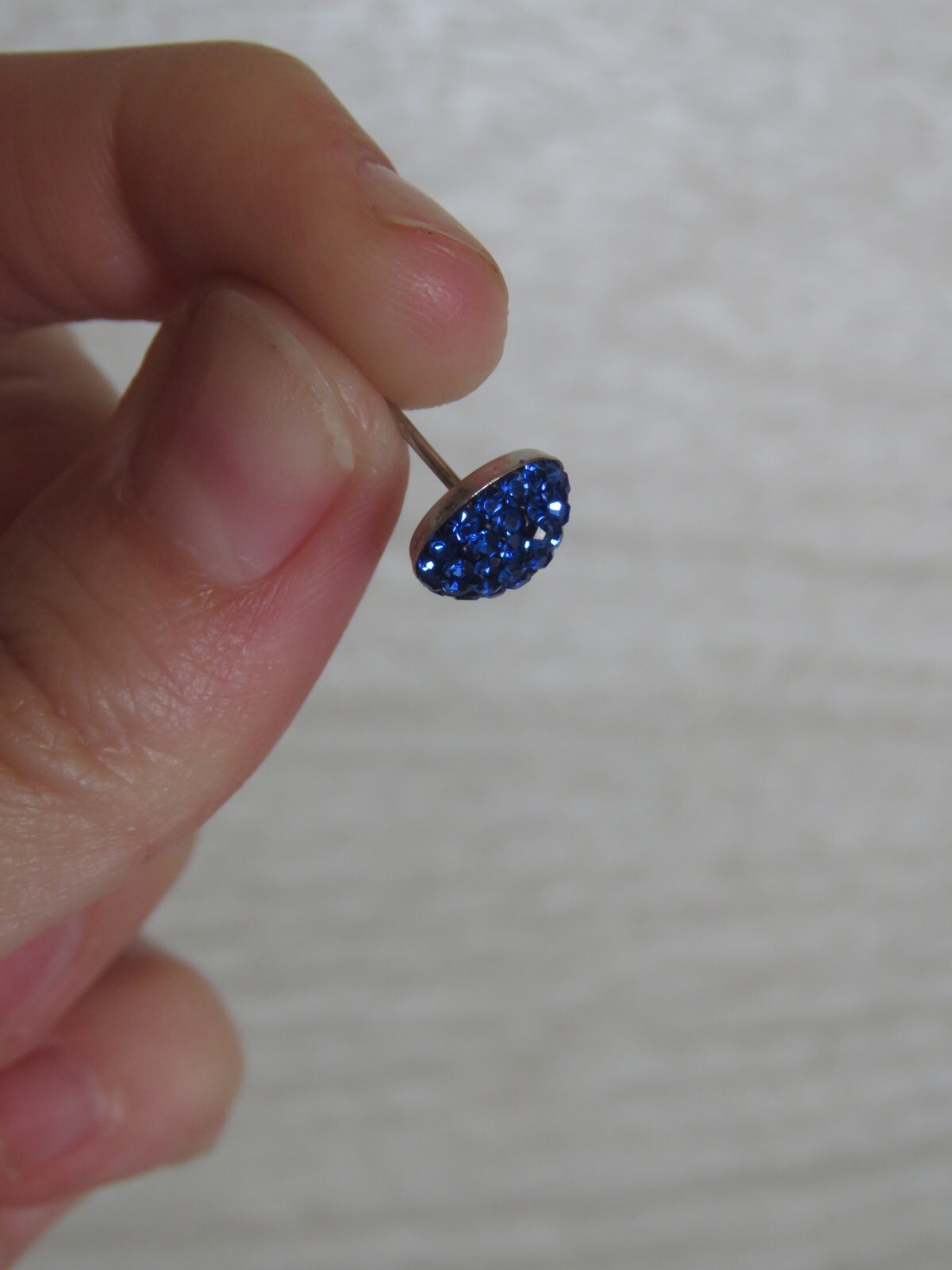 925 ATI CH Sterling Silver Blue Crystal Rhinestone Round Stud Earrings
