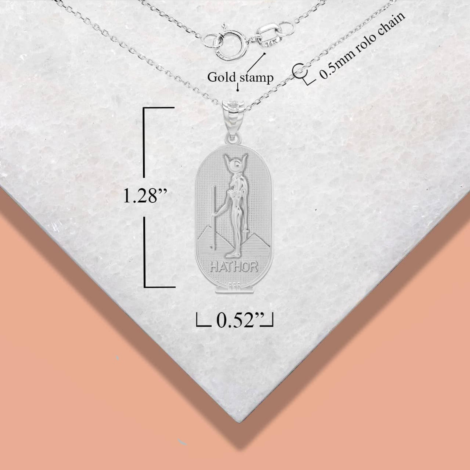 Sterling Silver Hathor Egyptian Mother Goddess of Love, Beauty Pendant Necklace