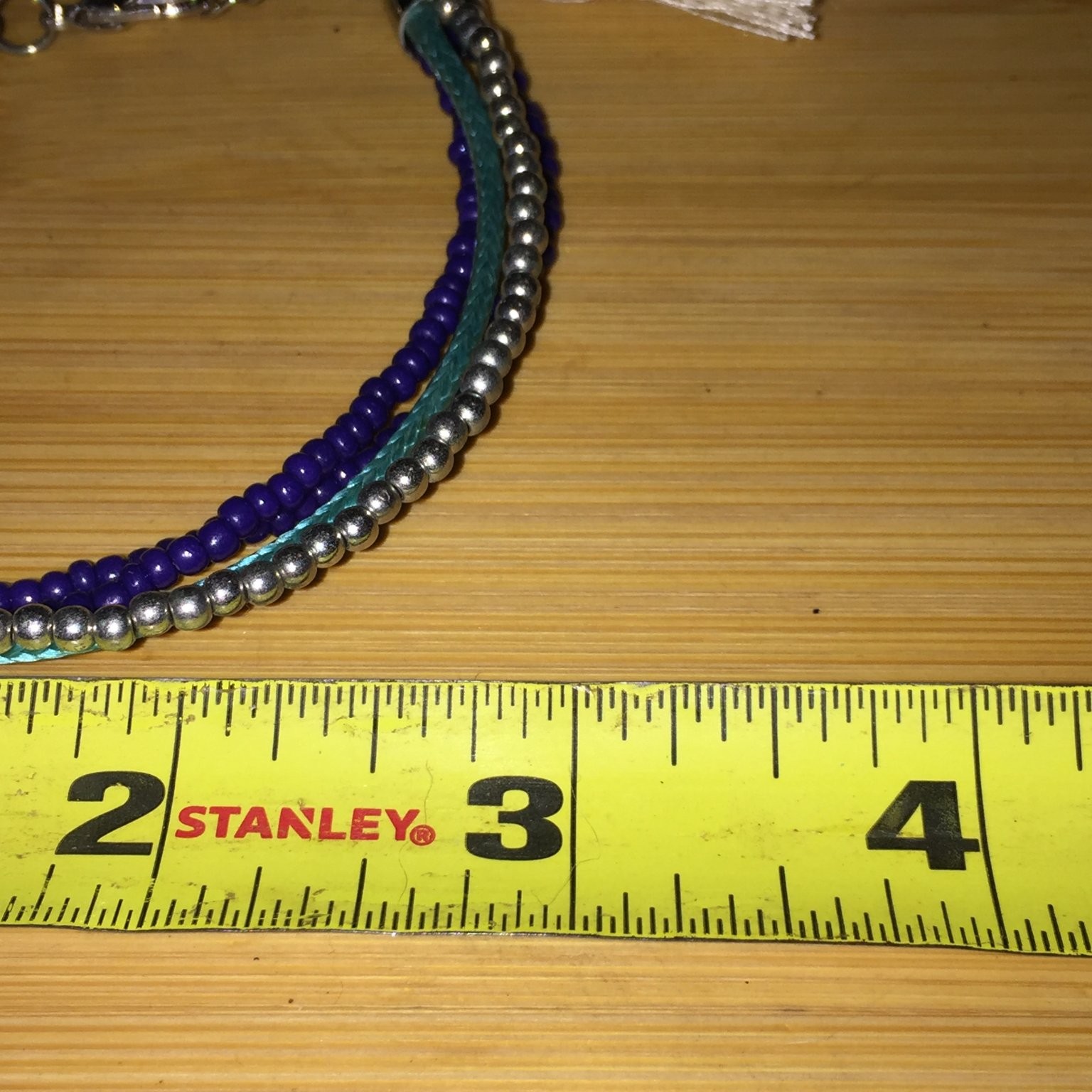 Multi-Strand Beaded Tassel Bracelet Adjustable Purple Turquoise Silver Tone
