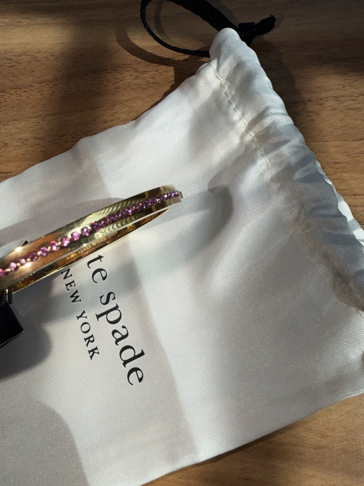 KATE SPADE RING IT UP BANGLE BRACELET KL630 PINK RHINESTONE GOLDEN