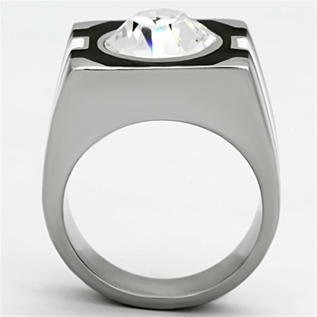 TK1181 – High polished (no plating) Stainless Steel Ring with Top Grade Crystal