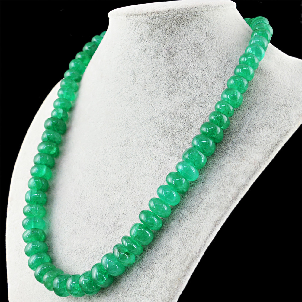 670.00 Cts Color Enhanced Emerald Round Beads Single Strand Necklace
