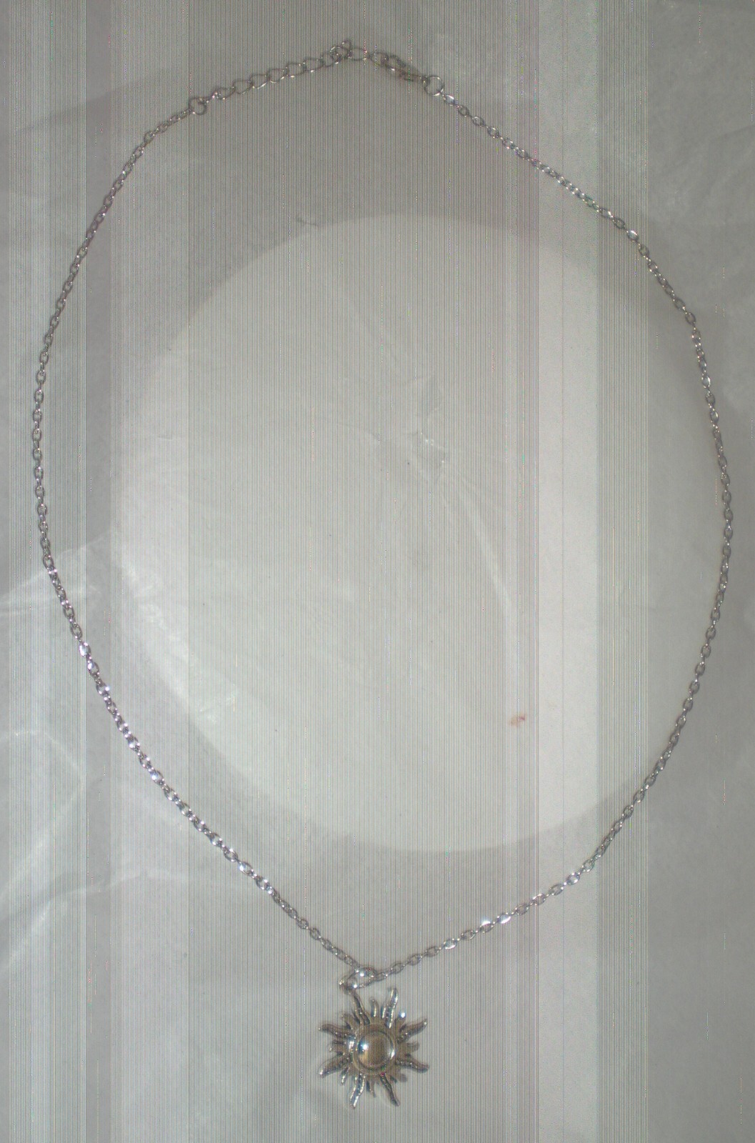 NEW Silvertone Celestial Sun Pendant Necklace 18 Inch Chain w/ 2 Inch Extension