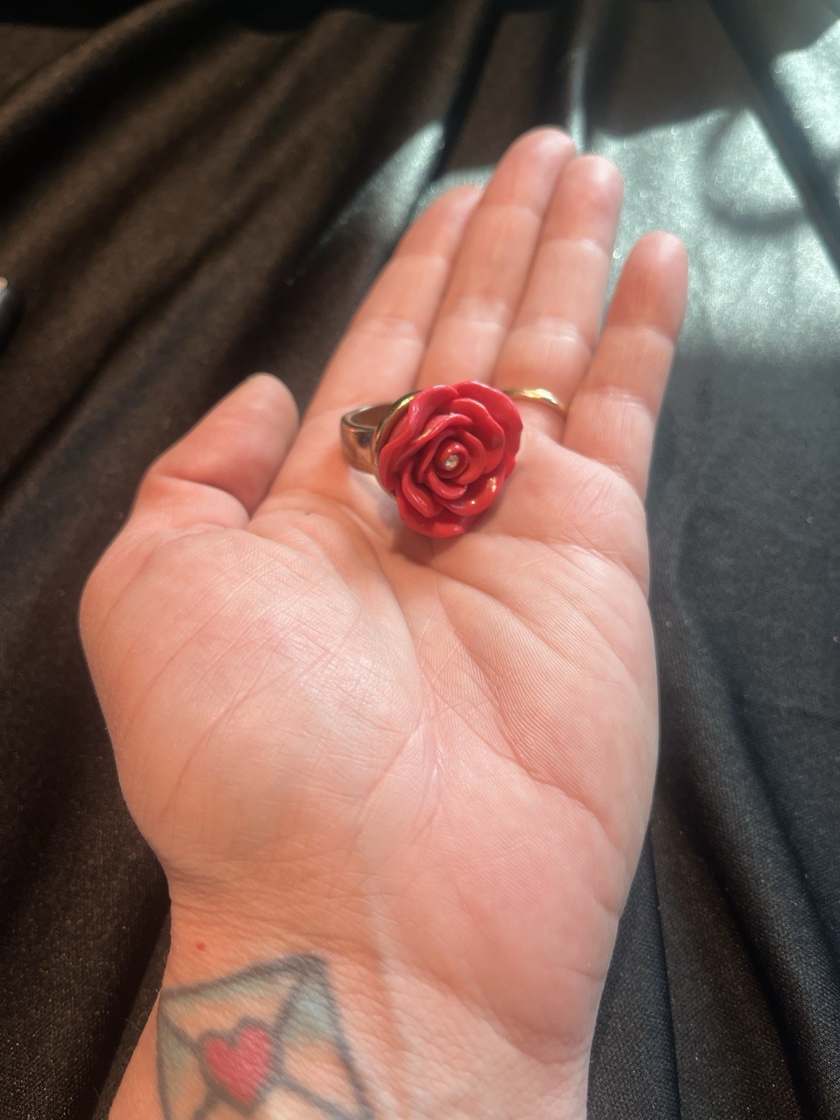 Betsey Johnson Gold And Pink Rose Ring Size 6