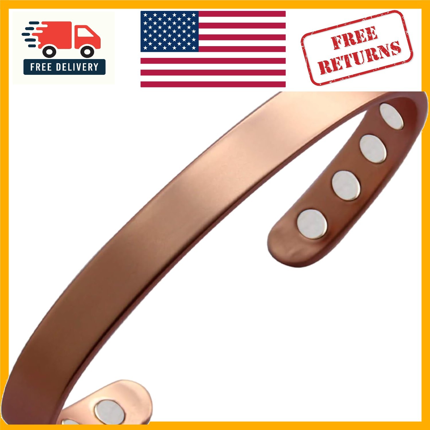 99.9% Pure Copper Magnetic Bracelet for Men & Women – Adjustable & Stylish