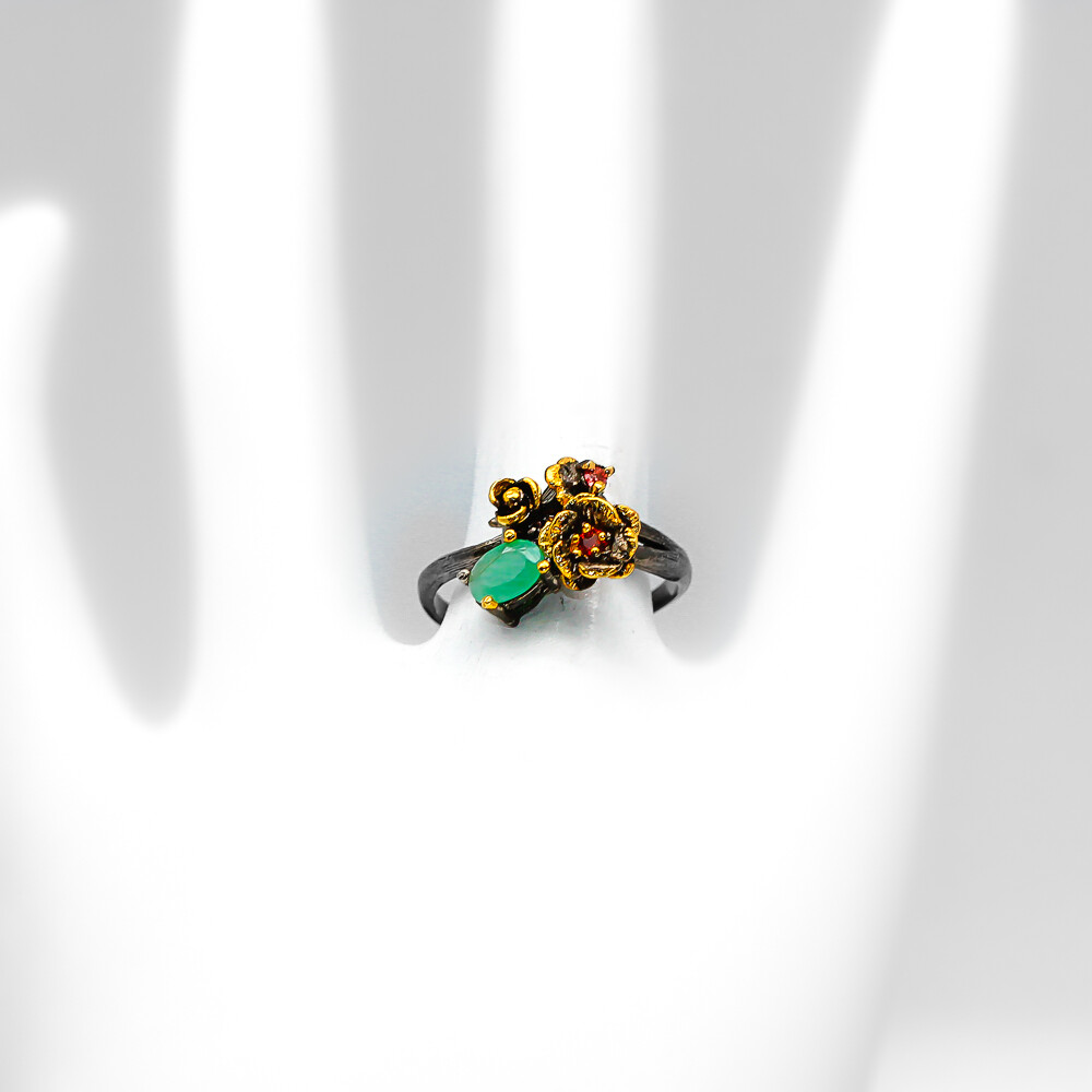 Handmade Jewelry Gift Not Enhanced Emerald Silver ring 925 Sterling / RVS73