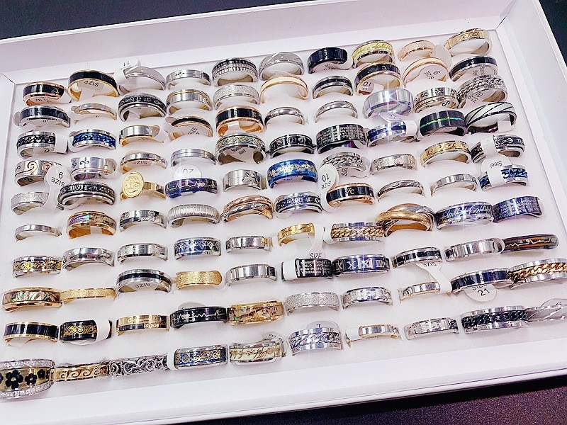 20/30/50pcs Fashion Titanium Steel Ring Versatile Personality Simple Unisex Mix