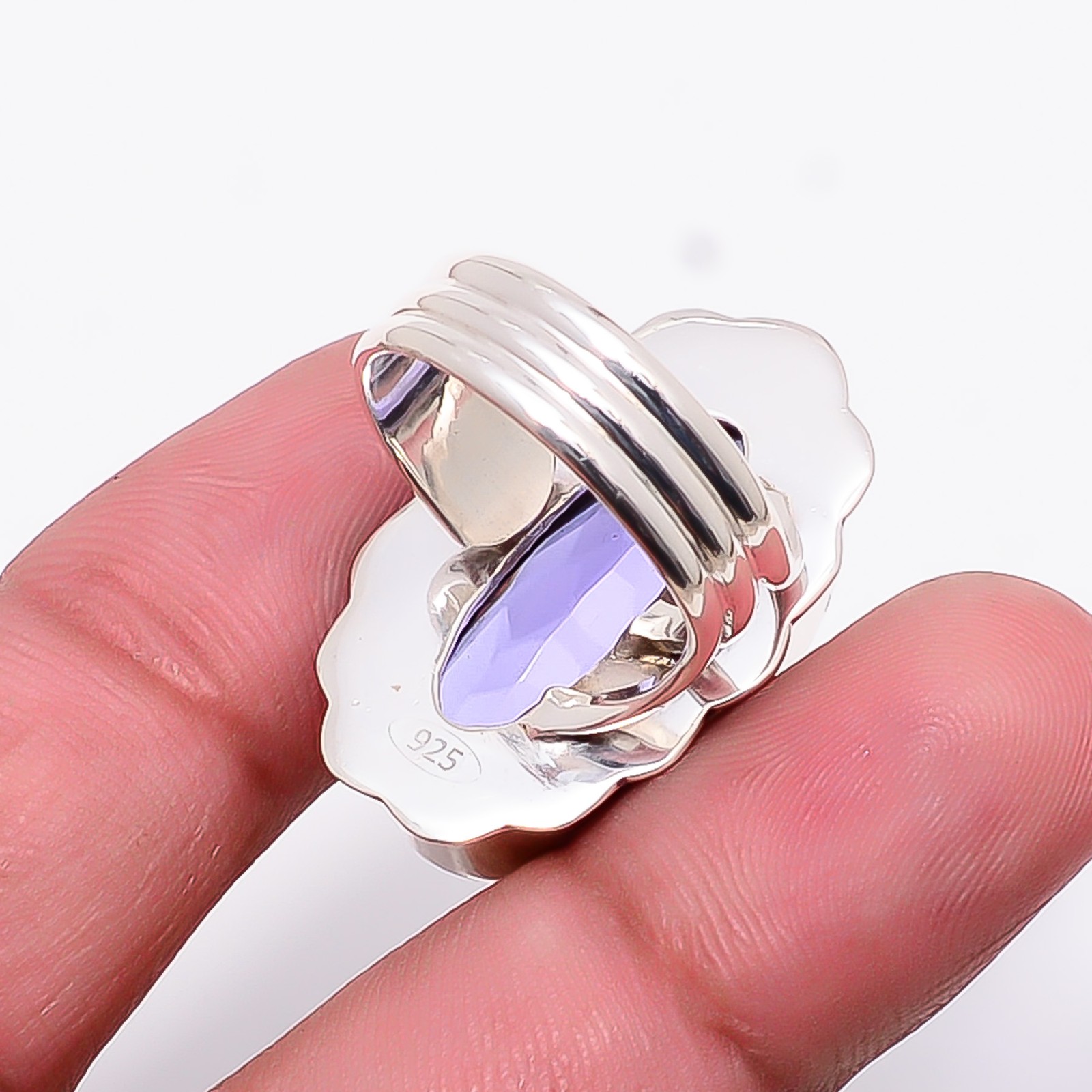 Colour Changing Alexandrite Sterling Silver Bold Oval Statement Ring S.8 R125143