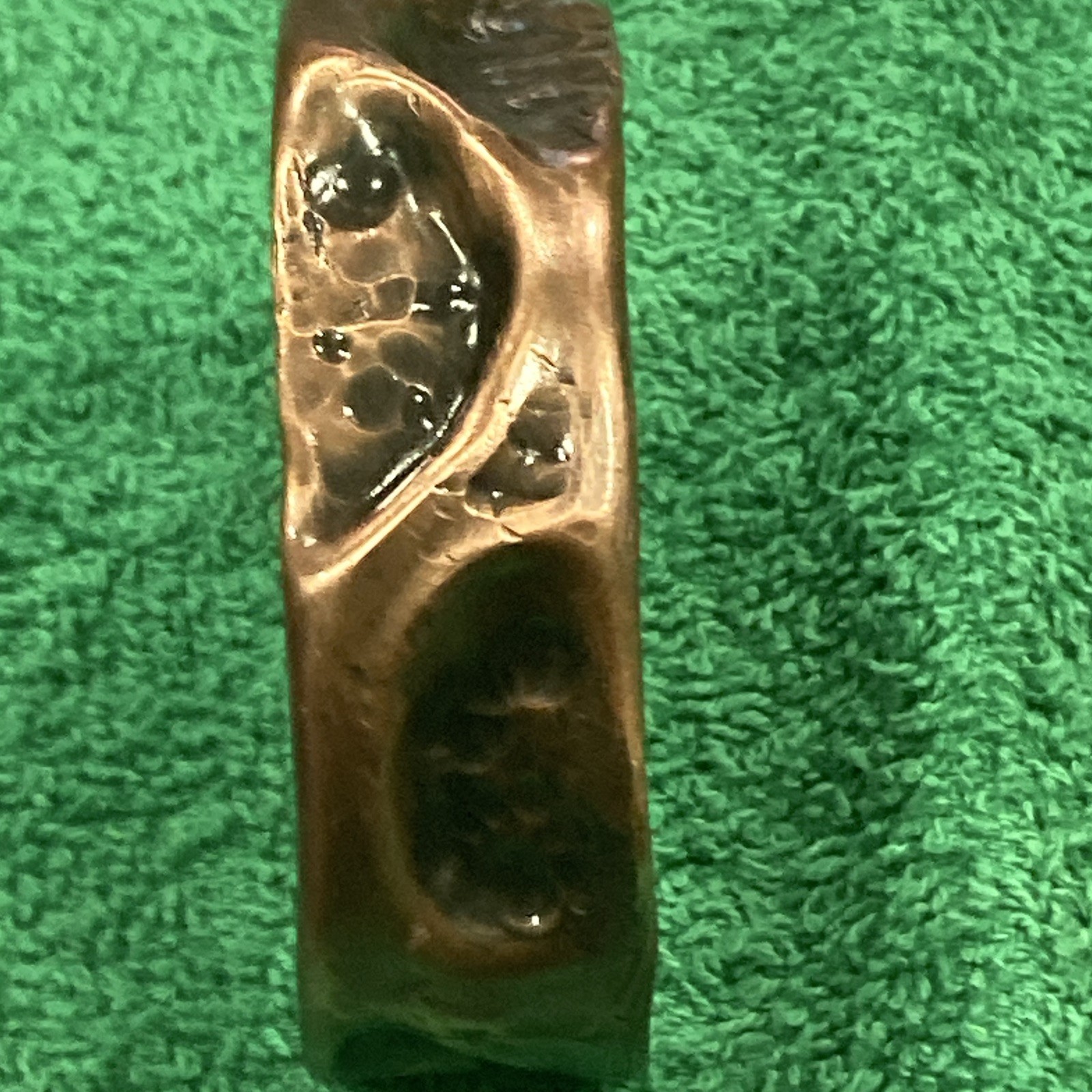 Hammered Rustic Copper Cuff Bracelet, Textured Finish, Open-Ended size 7 1/2