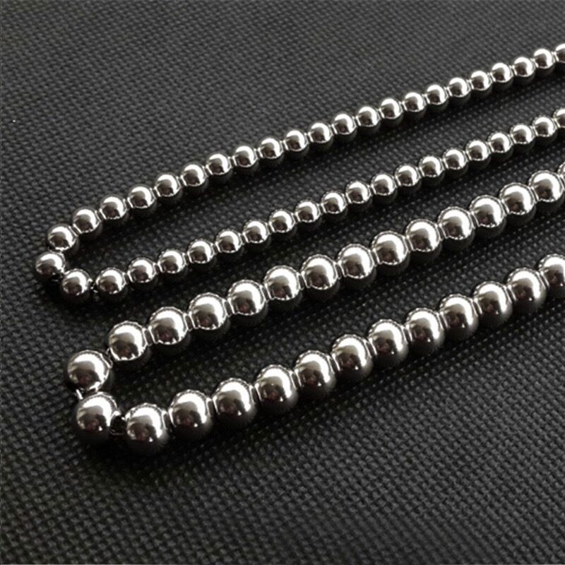 4/6/8/10mm Real Stainless Steel Solid Heavy Bead Ball Chain Necklace Link
