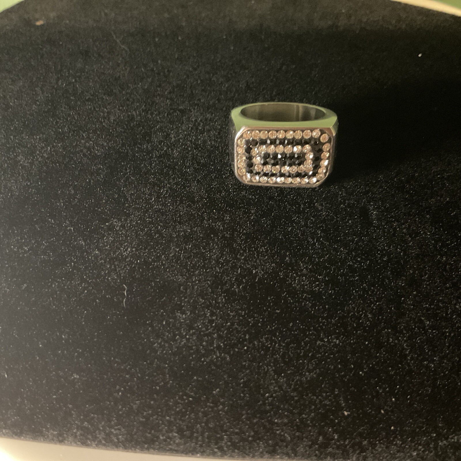 Men’s Stainless Steel Clear & Black Multi-stone (80) Size 7 1/4 Ring