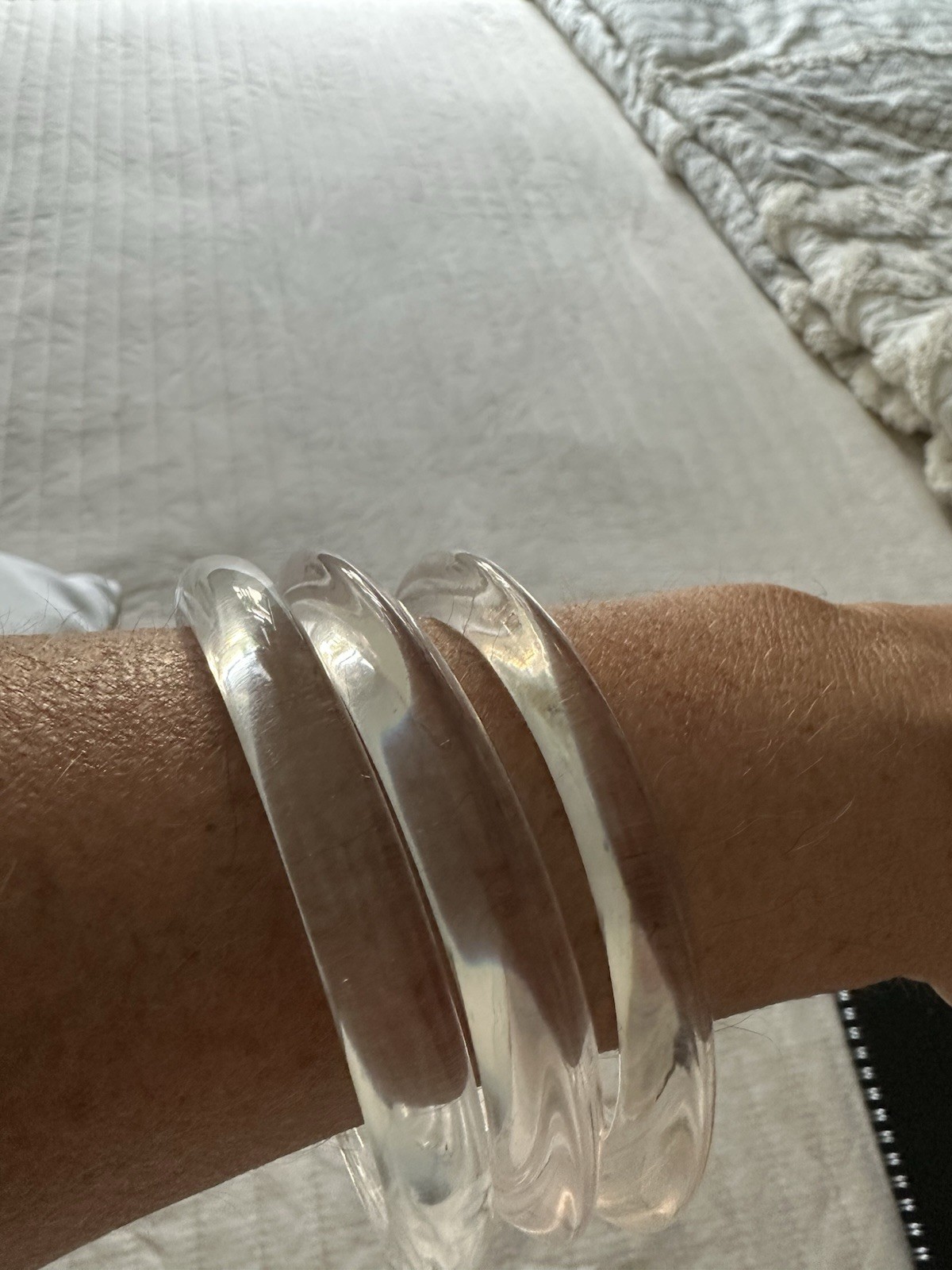 Open Edit Clear Stackable Nickel-Free Plastic Bangle Bracelet Set, Round Fashion