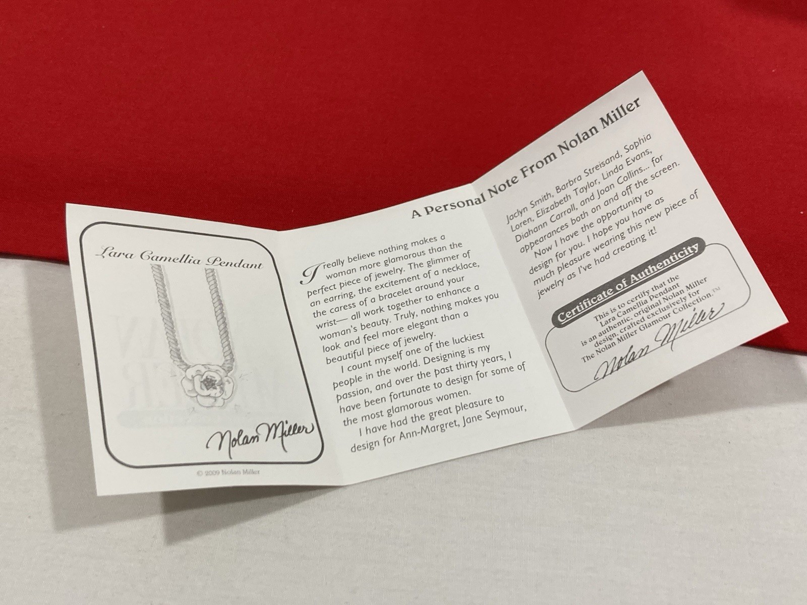 NOLAN MILLER The Glamour Collection LARA CAMELLIA Pendant & Necklace NEW IN BOX
