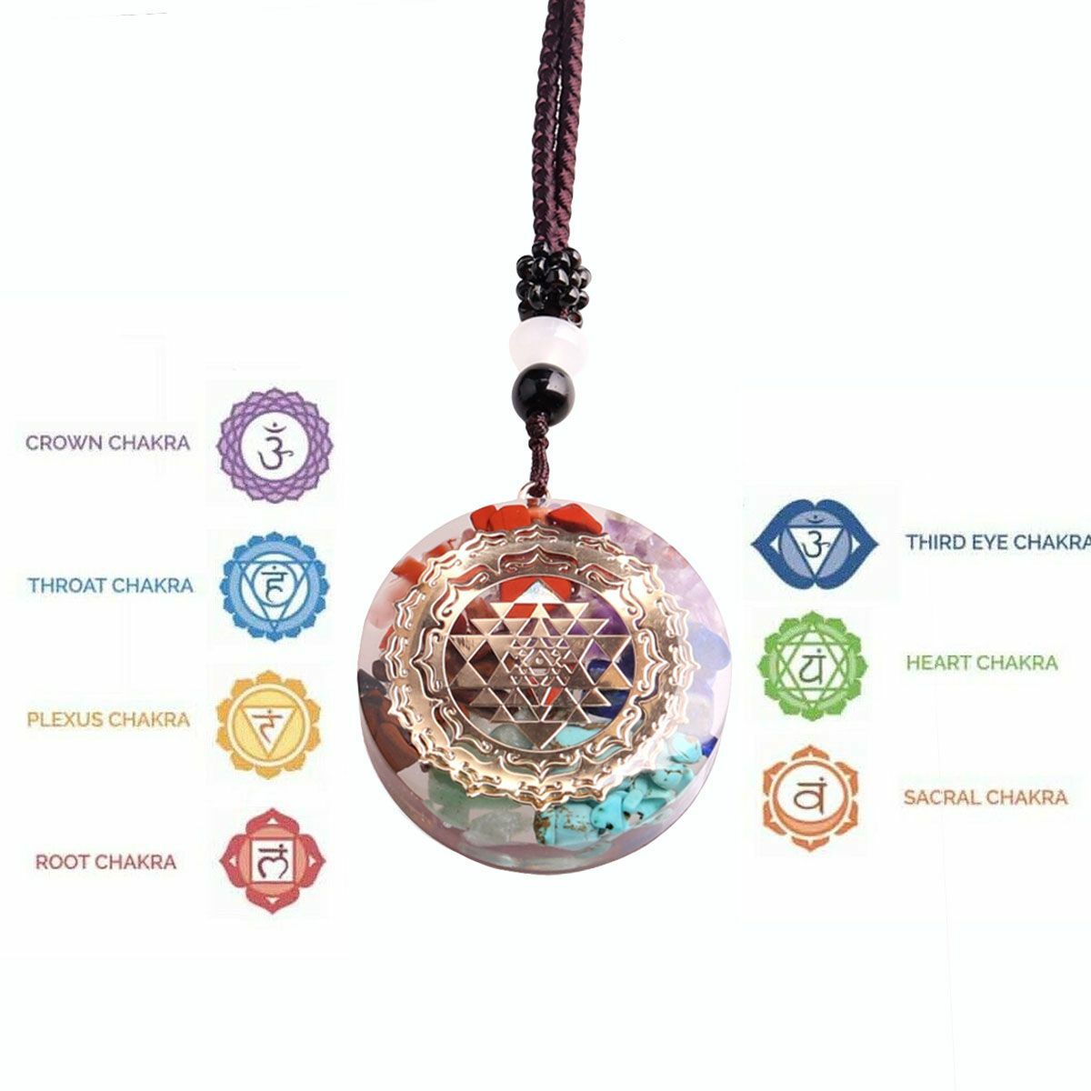 7 Chakra Natural Stone Energy Pendant Necklace Yoga Reiki Healing Amulet Choker