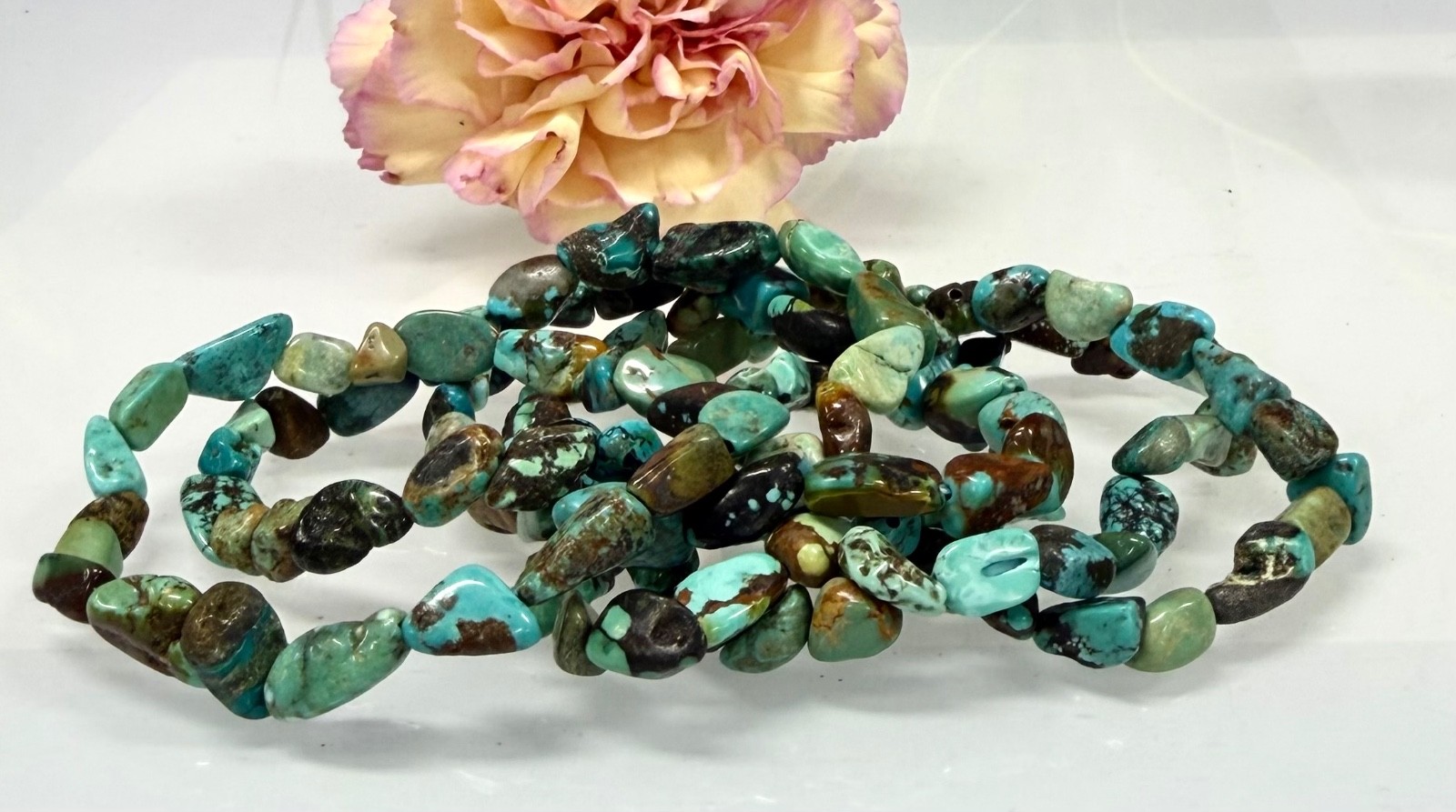 Wholesale 6 Pcs ~7mm Turquoise Natural Crystal Tumble Stretch Bracelet 7.5”