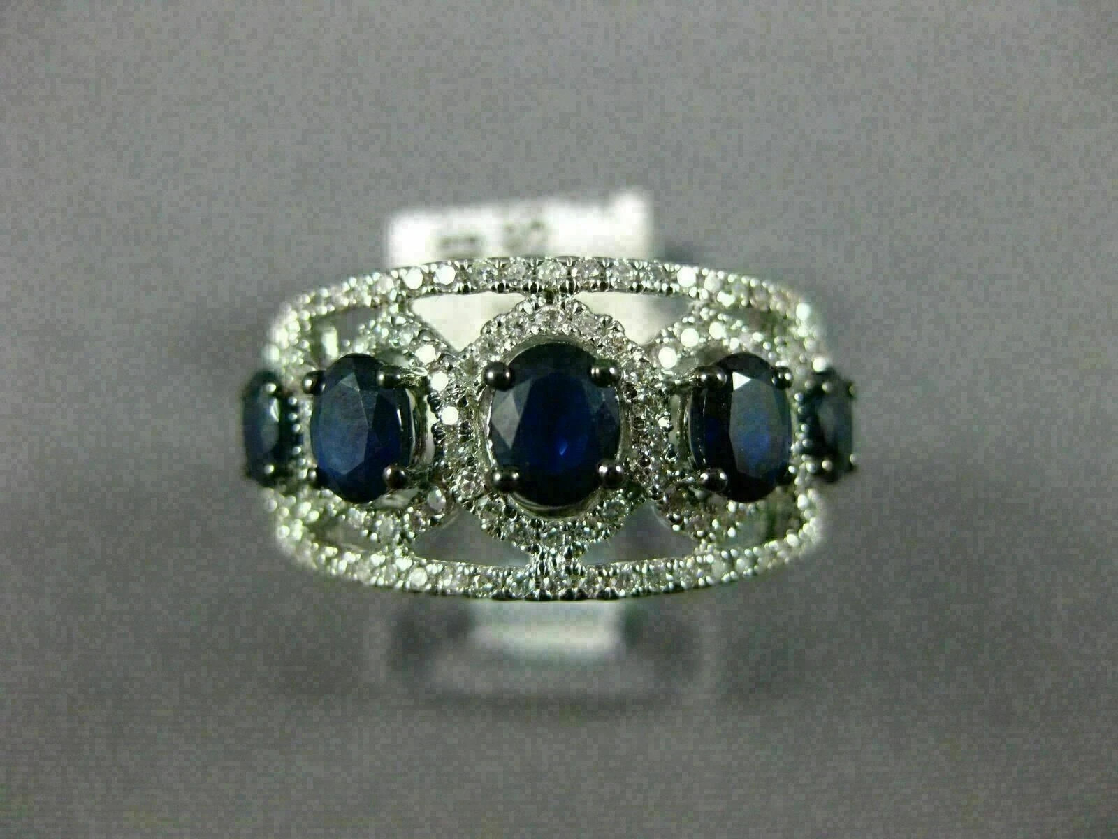 3Ct Oval Cut Simulated Blue Sapphire & Diamond Ring Band 14K White Gold Plated