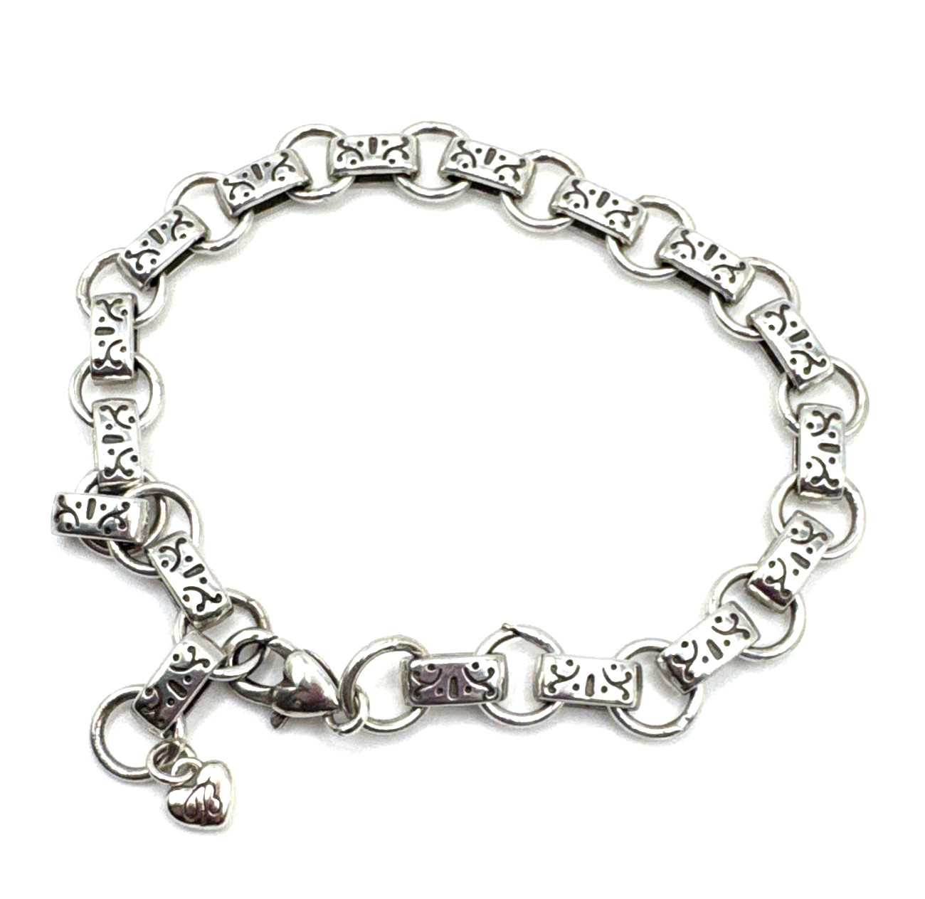 Brighton Signature Chain Add Clip On Charms Silver Charm Heart Clasp Bracelet 10