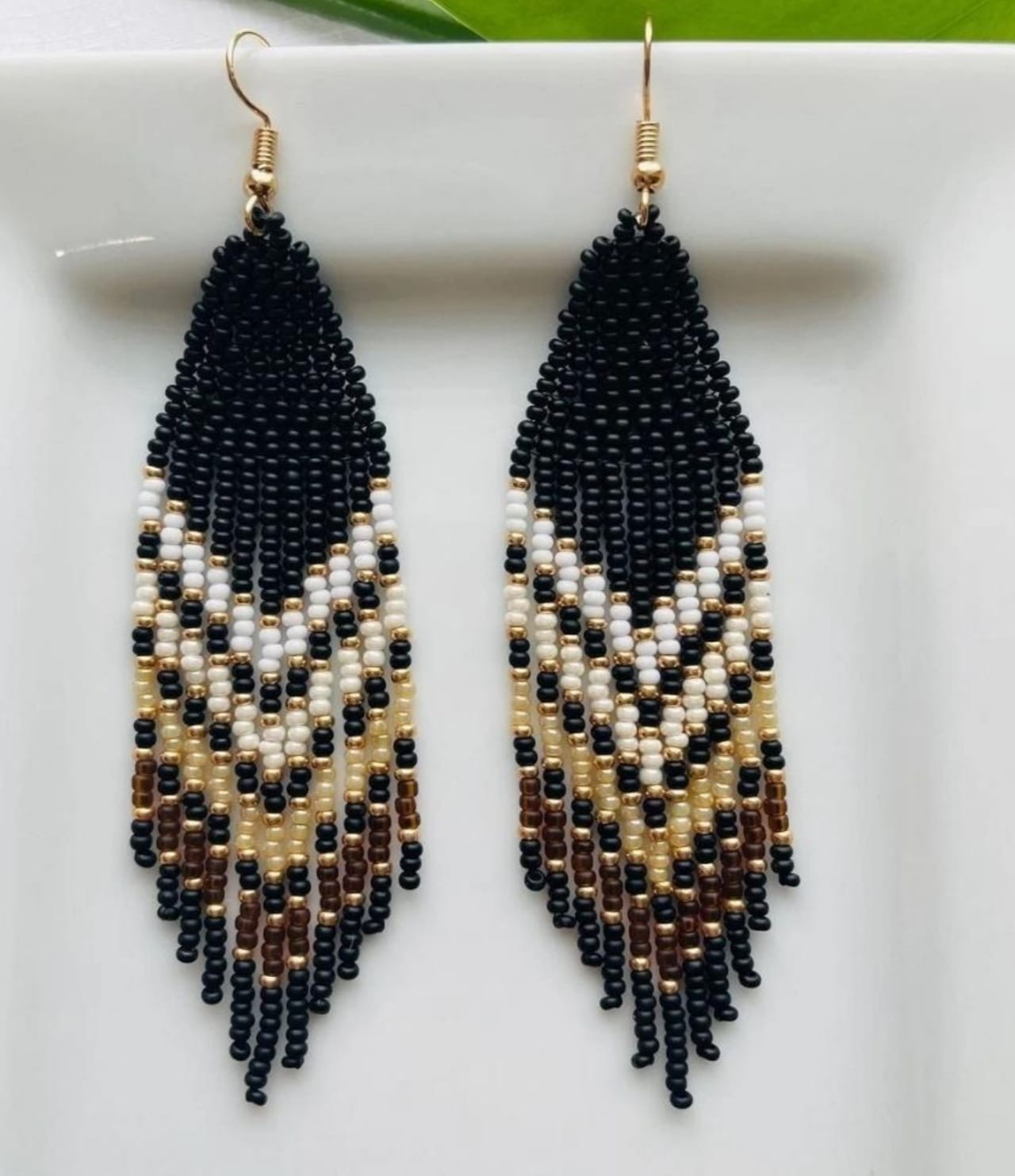 Beautiful Tribal Earrings Native Large Boho American Seed Beads Handmade Earring