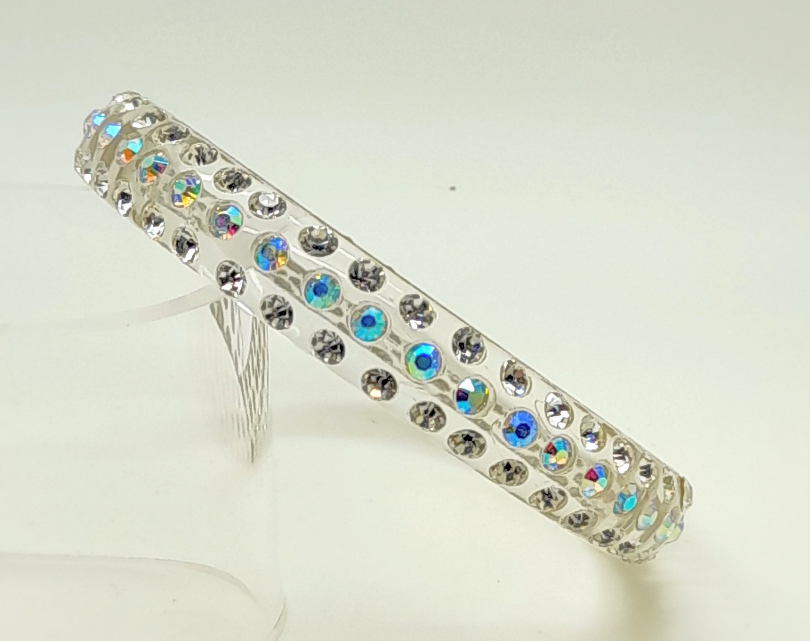 Transparent clear round Plastic clear & ab rhinestone fashion bangle bracelets