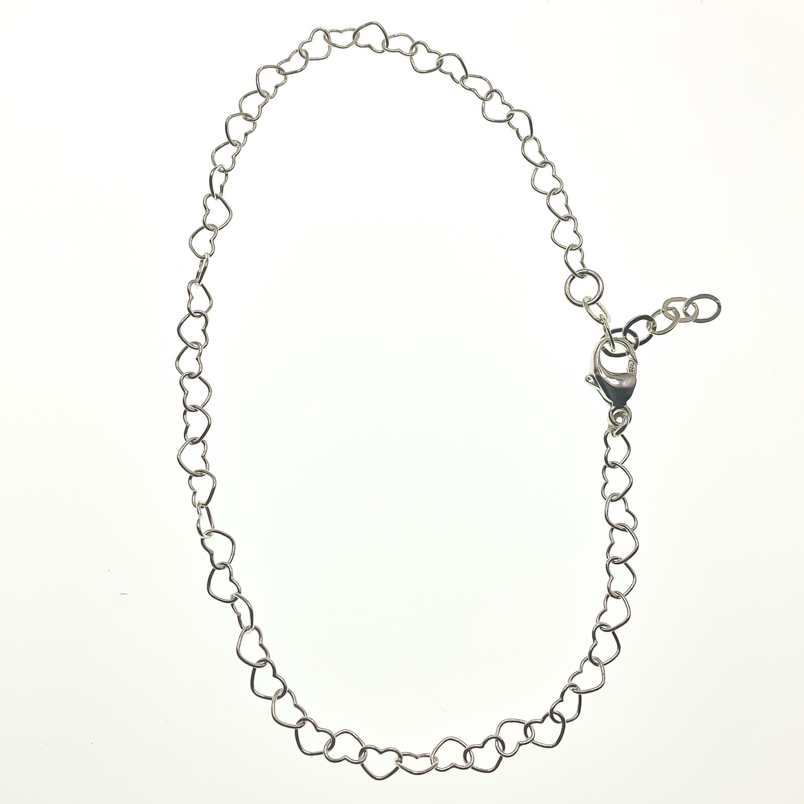 Sterling Silver Heart Ankle Bracelet – Anklet – Variety of sizes – 9″ to 10″