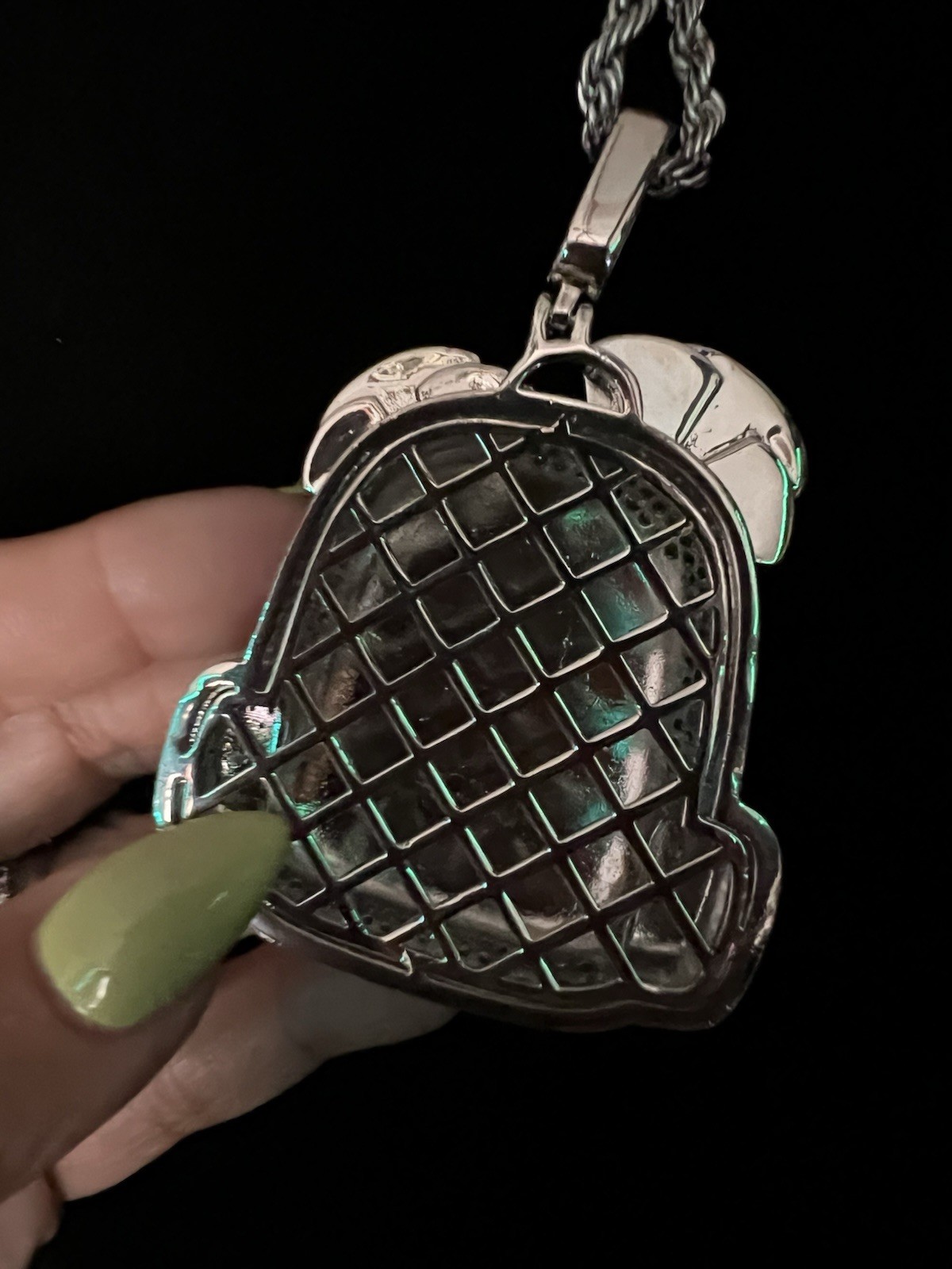 24” stainless steel necklace with iced out 5A Cz backpack pendant