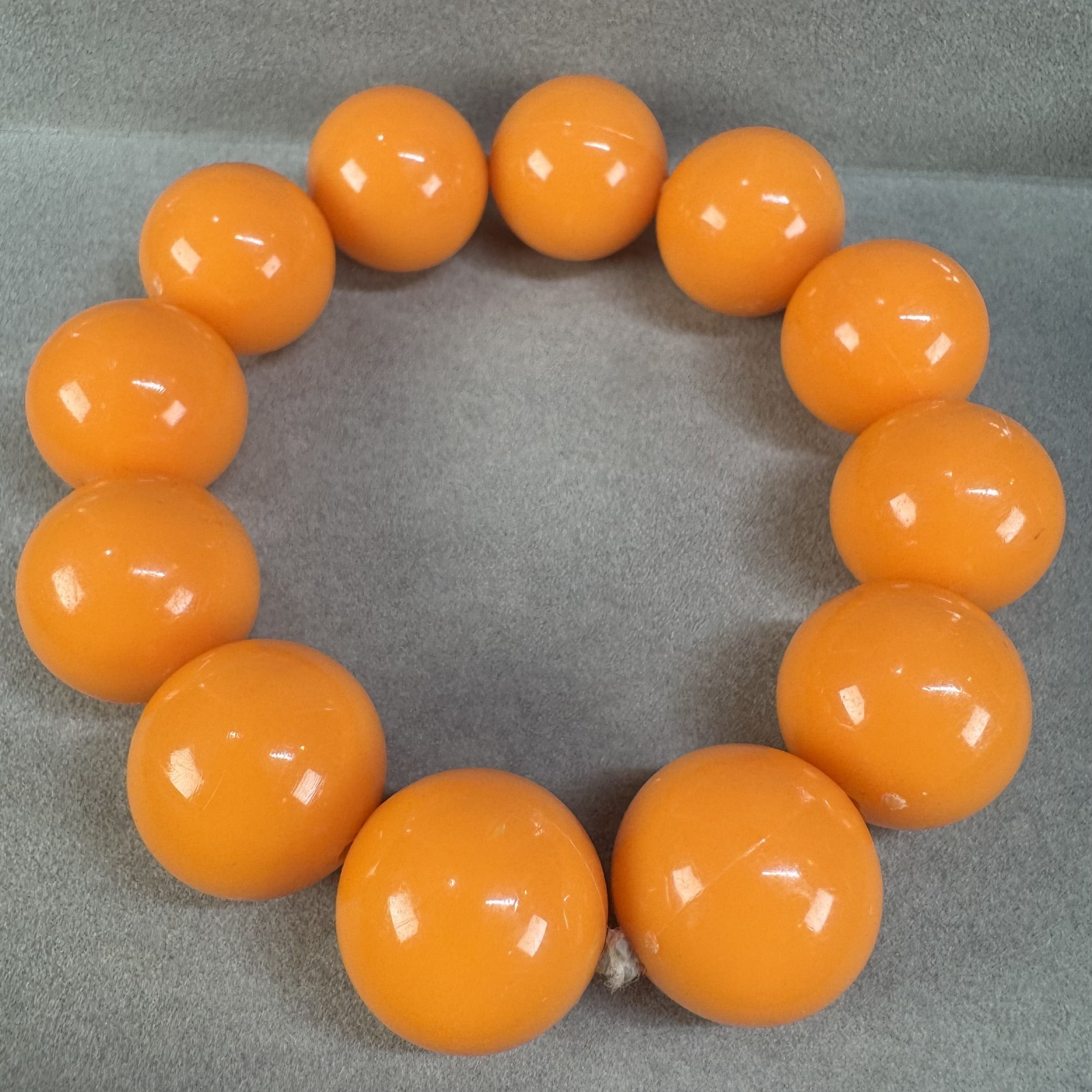 Orange Chunky Bubblegum Bead Stretch Bracelet 18mm Round Beads 12 Beads