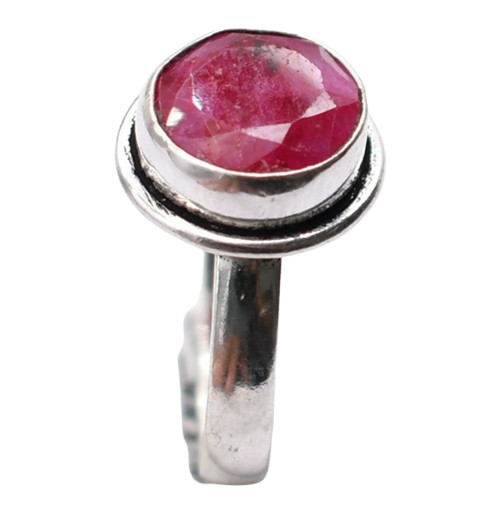 Ruby Natural Gemstone Antique Silver Plated Ring US Size-9.5 A 843