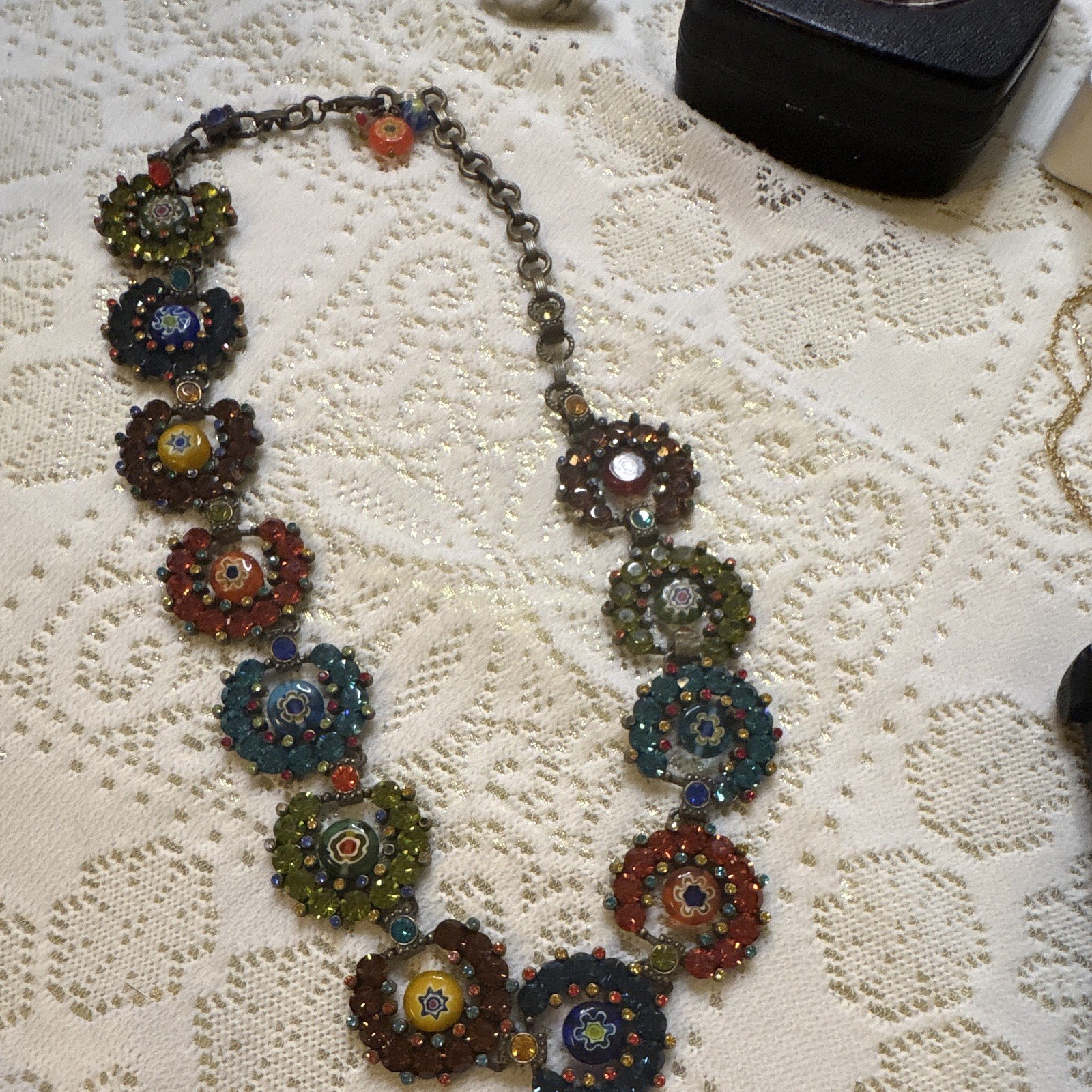 Vintage Style – Brass Multi Color Crystal Choker