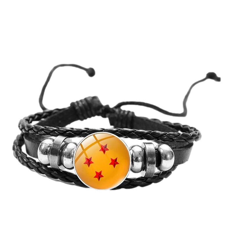 Dragonball Z 4 Star Glass Domed Symbol Braided Bracelet