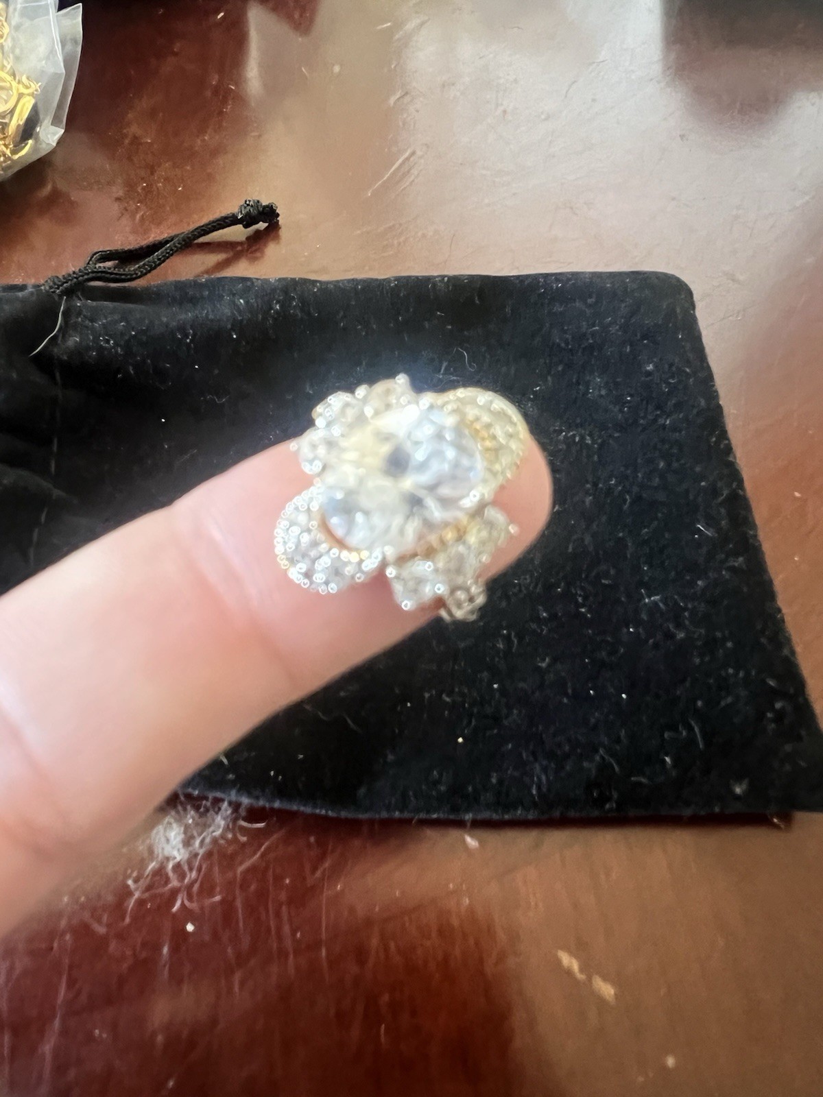Gold Tone Gold Plate Engagement Ring Statement Big Cz Stone