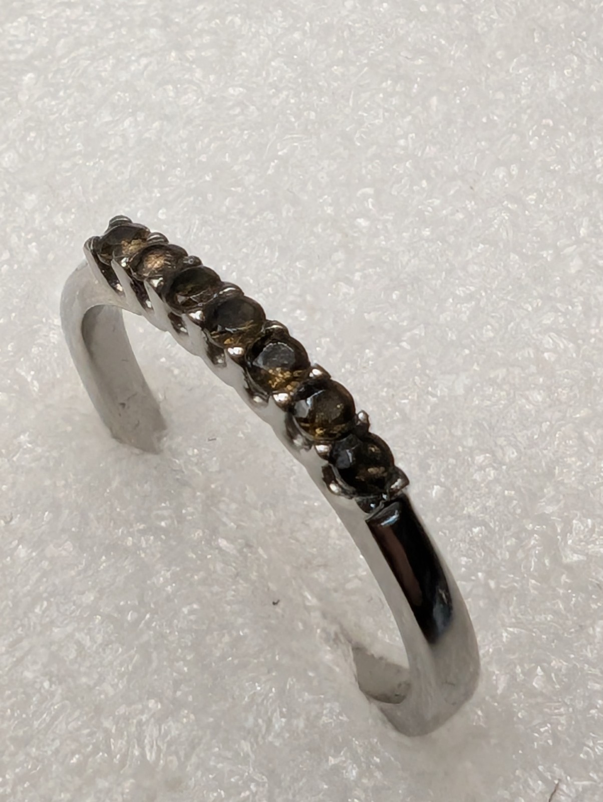 Brazilian Smoky Quartz 2mm 7 Stone Stainless Steel ring size 8 0.25 ctw DAD737