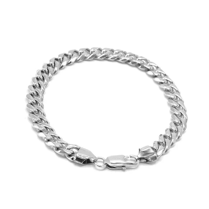 Stainless Steel Cuban Curb Bracelet- Length 6”-9”, Width-3, 5, 7, 9mm