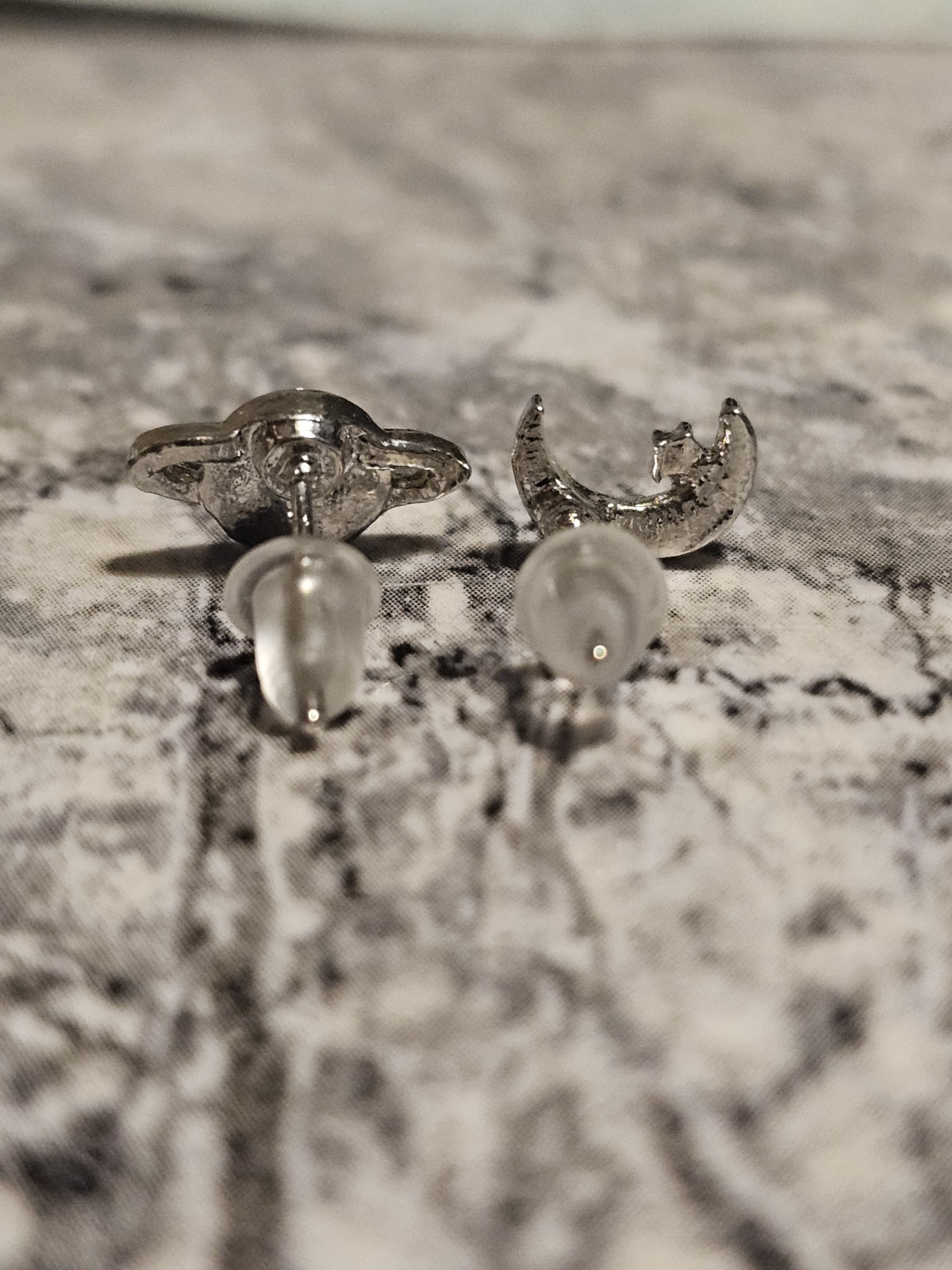 Sterling Silver Plated Moon & Planet Earring Studs