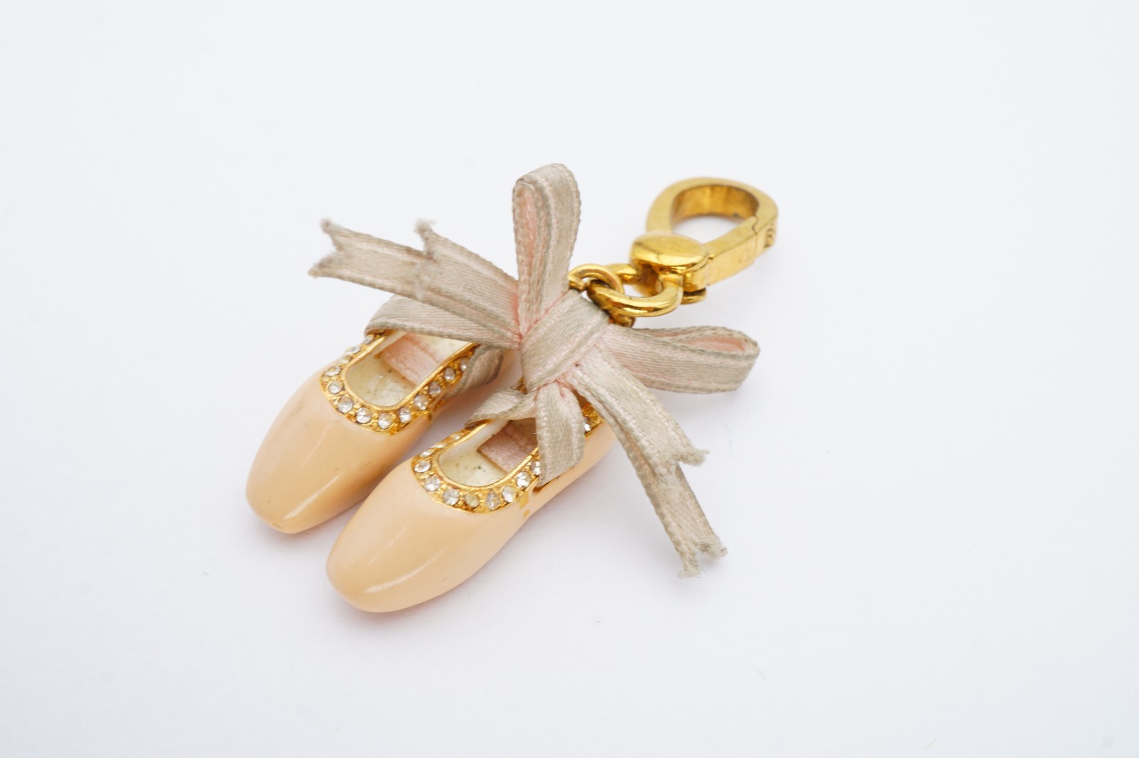 Juicy Couture Charm Gold Tone Enamel Crystal Ballet Shoes Y2K