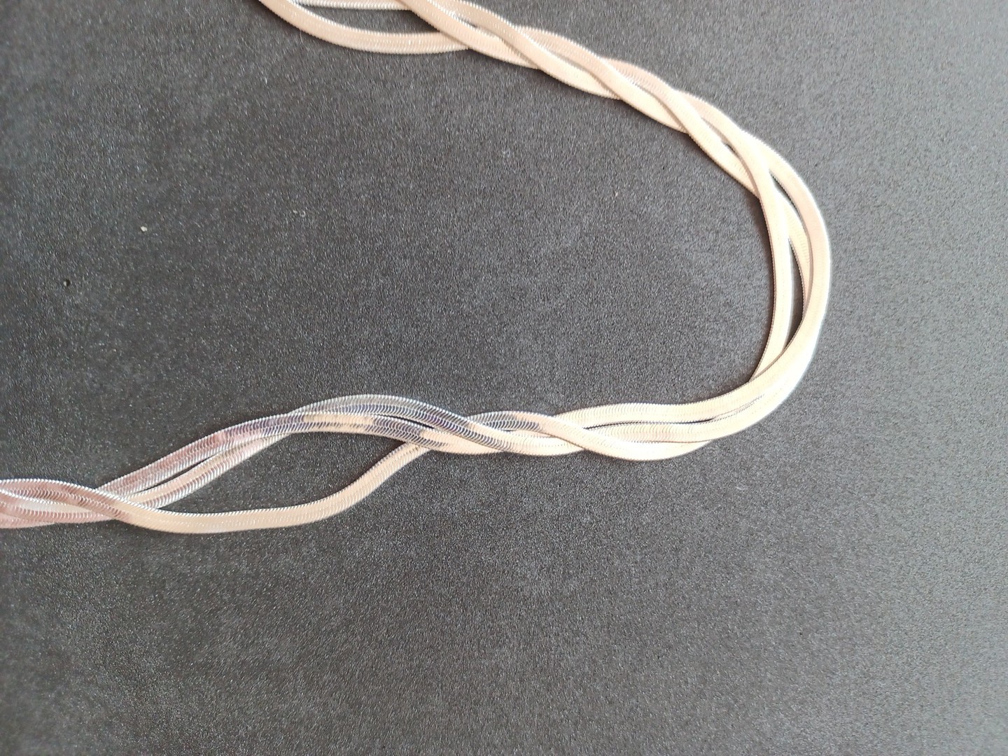 Vintage High-Shine Braided Herringbone Chain Necklace