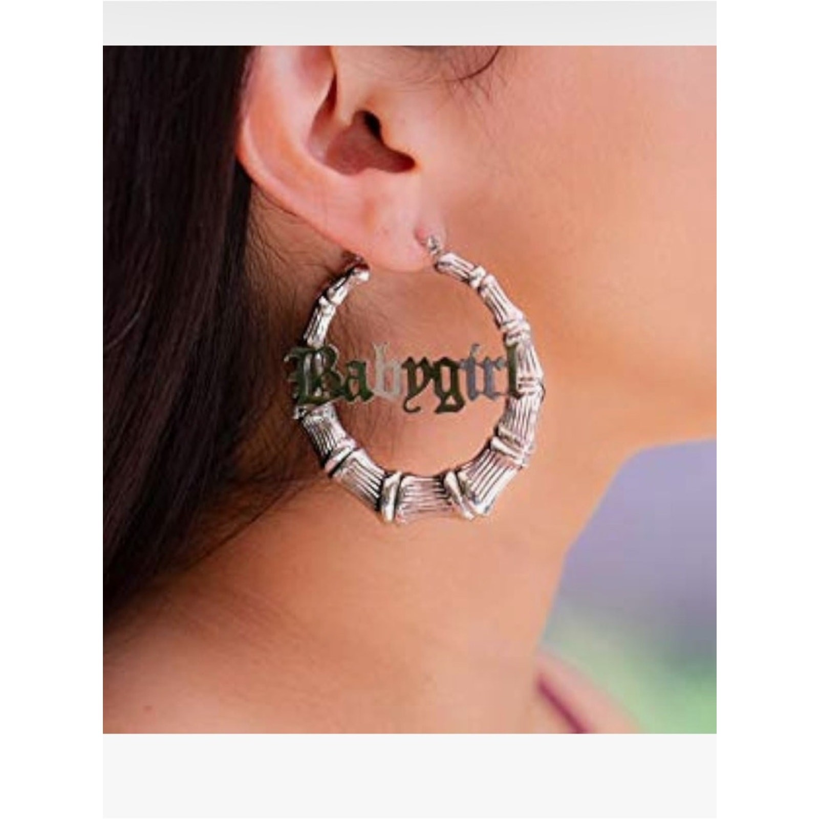 Old English Font Word 9cm elegant Large Bamboo Earrings